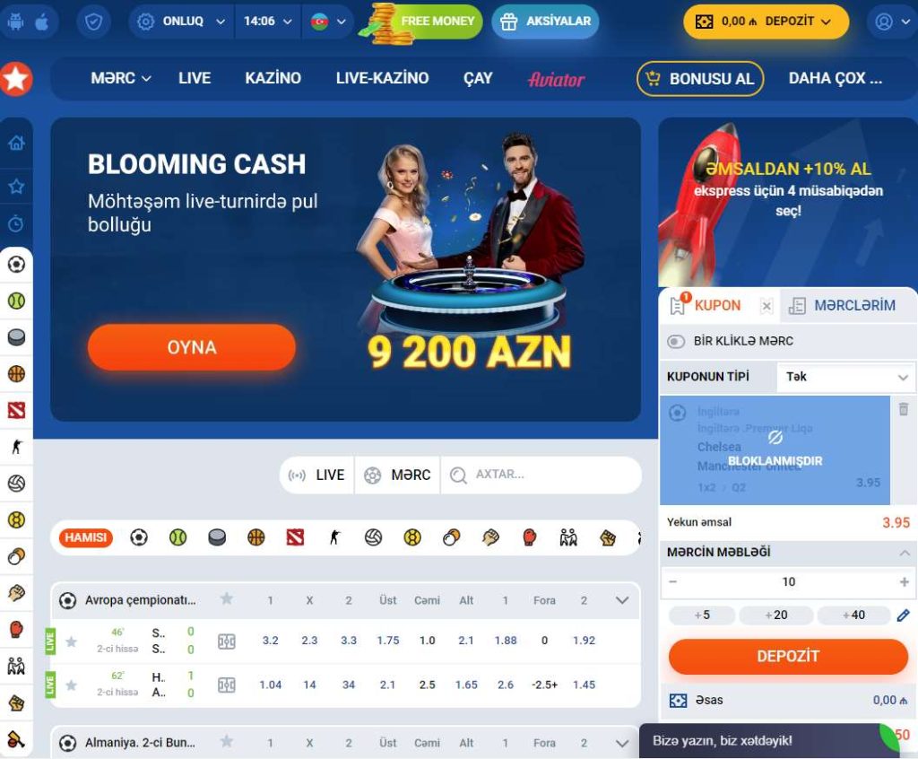 Mostbet Casino ana səhifəsi